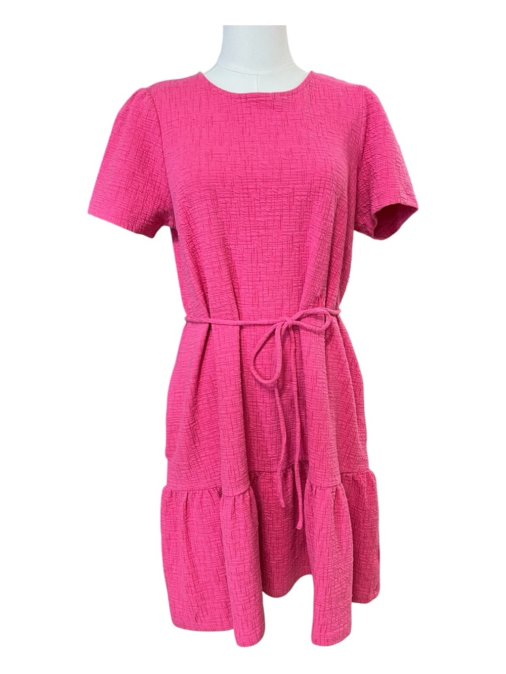 🆕 NWOT Draper James RSVP Fuchsia Textured Ruffle Dress | Size S